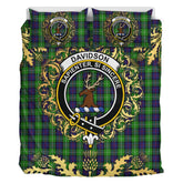 Davidson of Tulloch 02 Tartan Crest Bedding Set - Golden Thistle Style